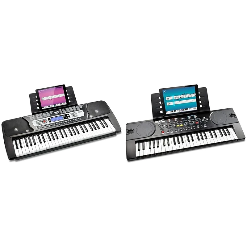 RockJam RJ654 54 Key Keyboard Piano with Power Supply, Sheet Music Stand & 49 Key Keyboard Piano with Power Supply, Sheet Music Stand, Piano Note Stickers