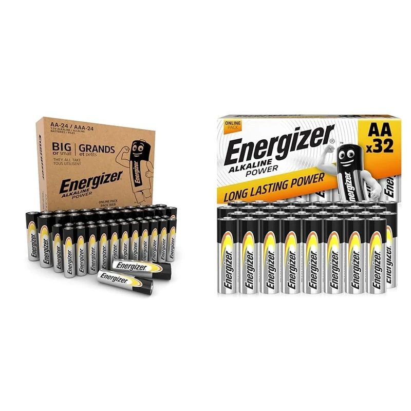 Energizer Alkaline Power AA+AAA Batteries (48 Pack), 48 Combo Pack & AA Batteries, Alkaline Power, 32 Pack, Double A Battery Pack - Amazon Exclusive (Packaging may vary)