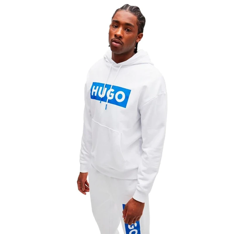 HUGO Mens Nalves Logo-print hoodie in cotton terry