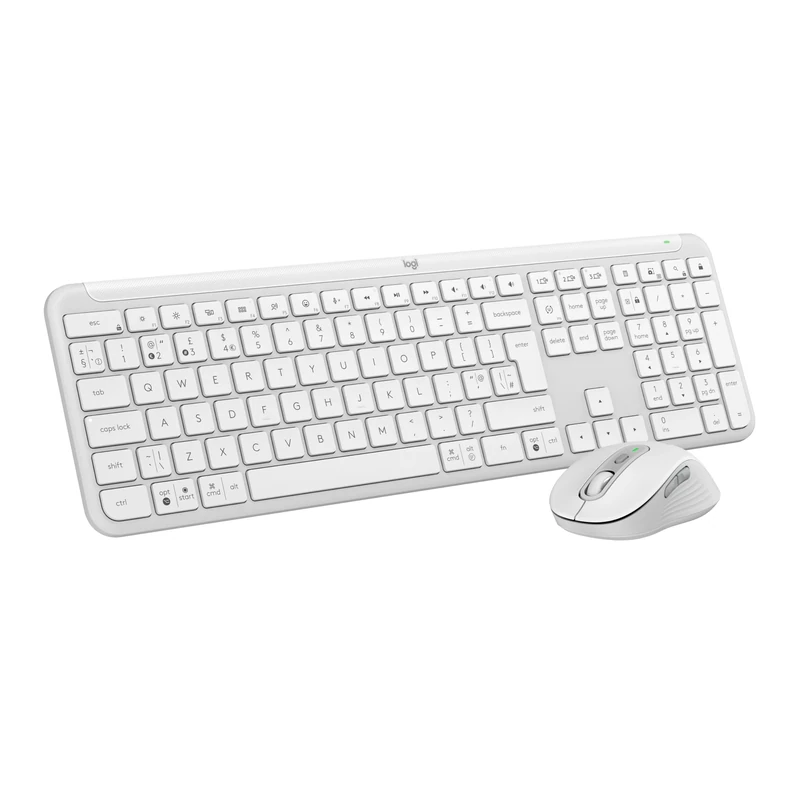 Logitech MK950 Signature Slim Wireless Keyboard and Mouse Combo, Sleek Design, Quiet Typing and Clicking, Switch Across Three Devices, Bluetooth, Multi-OS, Windows and Mac, QWERTY UK Layout, White