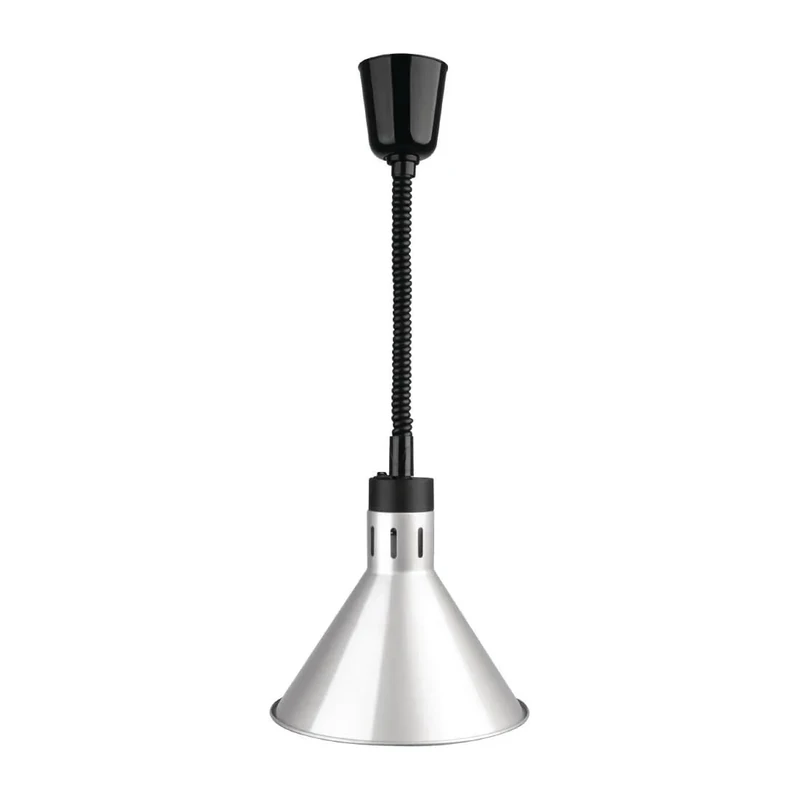 Buffalo 250W Conical Retractable Heat Shade, Silver Finish, Adjustable Cord length: 280-1520 mm, Heat Bulbs Sold Separately, Professional Installation Required, DY464