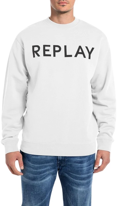 Replay Men's M6938 Sweatshirt, 001 White, XXXL