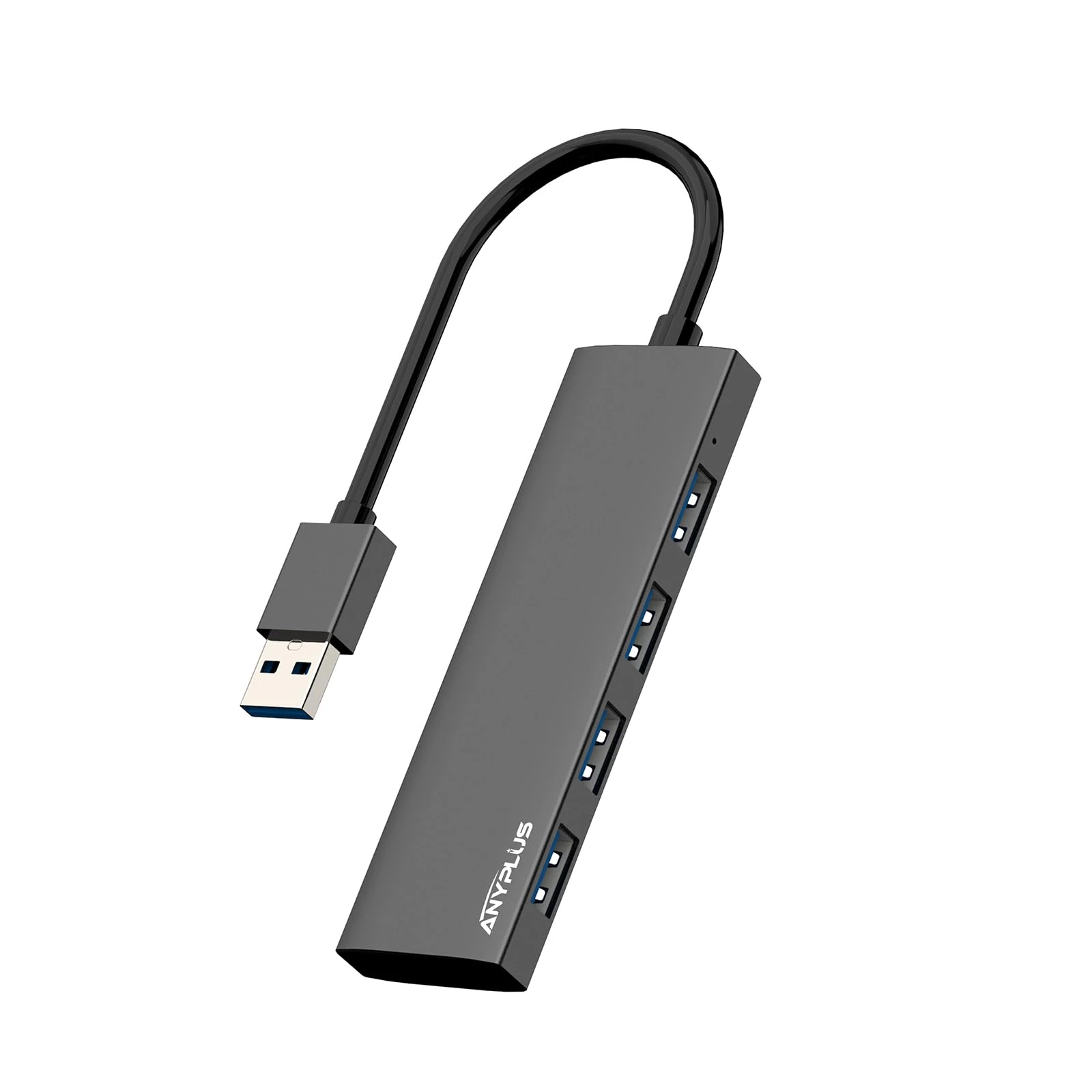 ANYPLUS USB Hub, USB 3.0 Hub Aluminum Alloy Ultra Slim USB Splitter, Portable 4 Port USB Extender, USB Hub for Laptop, PC, MacBook, iMac, Surface Pro, Mac Pro, Flash Drive, XPS Black