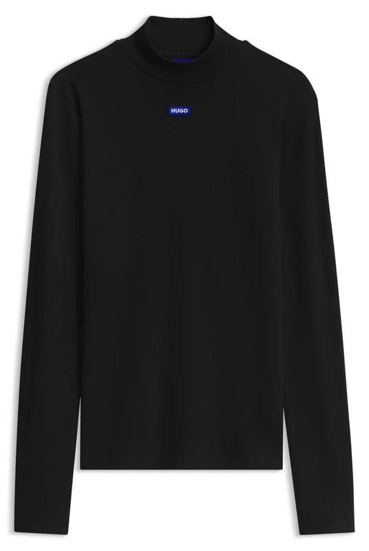 HUGO Mock-Neck Logo Top Black
