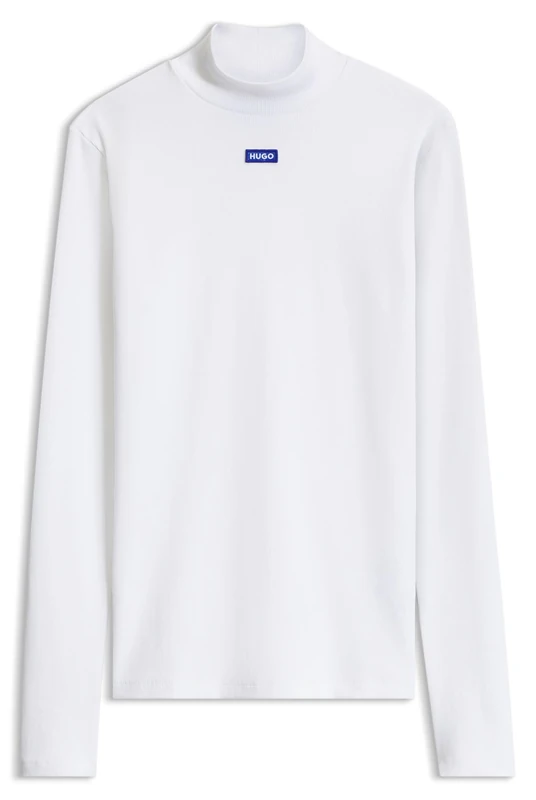 HUGO Mock-Neck Logo Top White