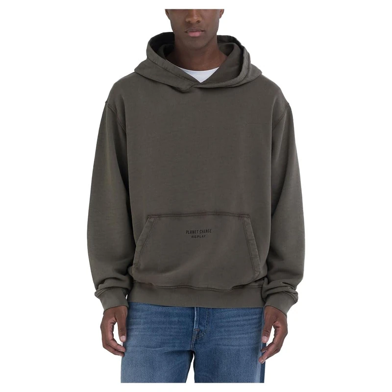 Replay Men's M6961 Hooded Sweatshirt, 759 Mud Green, XXXL