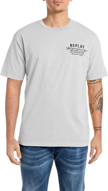 Replay Men's Relaxed Fit T-Shirt, 563 Artic Grey, L