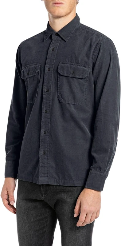 Replay Men's M4128 Shirt, 088 Deep Blue, M
