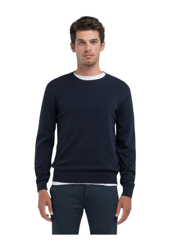 Replay Men's Uk4451 Pullover Sweater, 088 Deep Blue, S