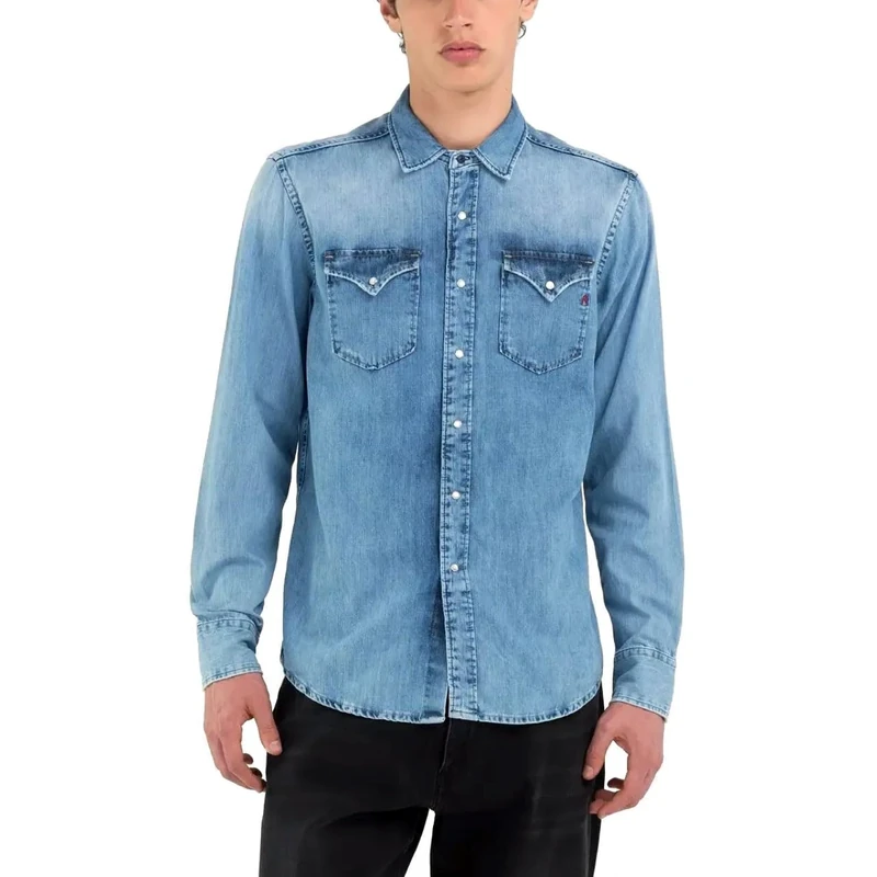 Replay Men's M4860b Shirt, 010 Light Blue, M