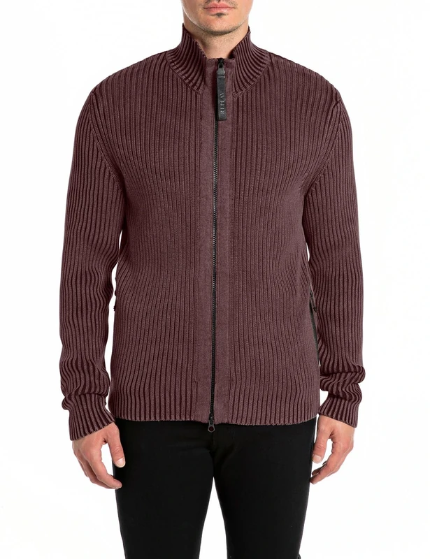 Replay Men's Uk4473 Cardigan Sweater, 278 Plum, XXL