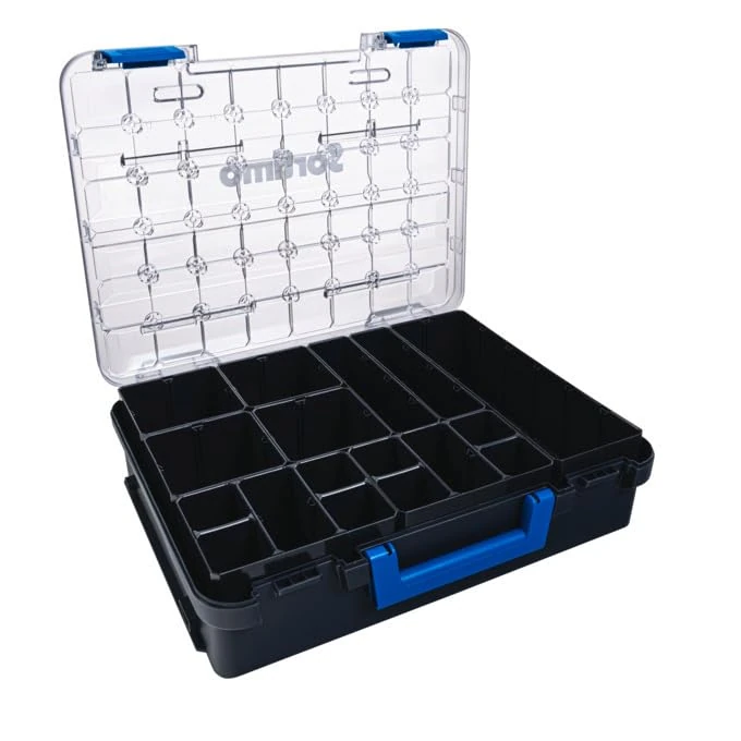 T-BOXX 330 with 9 Inset Boxes H95 & 8Sortimo T-Boxx 330 Robust & Lightweight Ideal for Small Parts, Stackable & Compatible with Sortimo Vehicle Equipment.