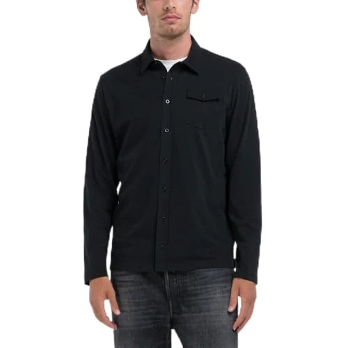 Replay Men's M4134 Shirt, 098 Black, M