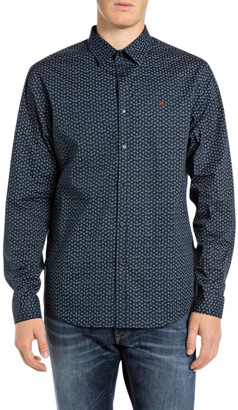 Replay Men's M4118 Shirt, 010 Dark Blue, XS