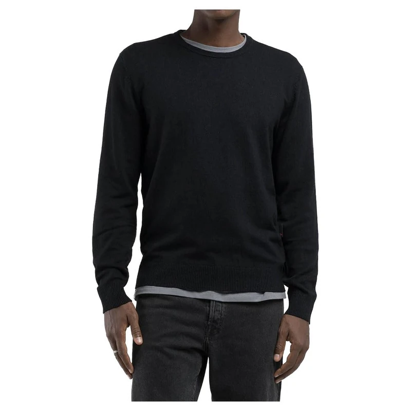 Replay Men's Uk4463 Pullover Sweater, 098 Black, M