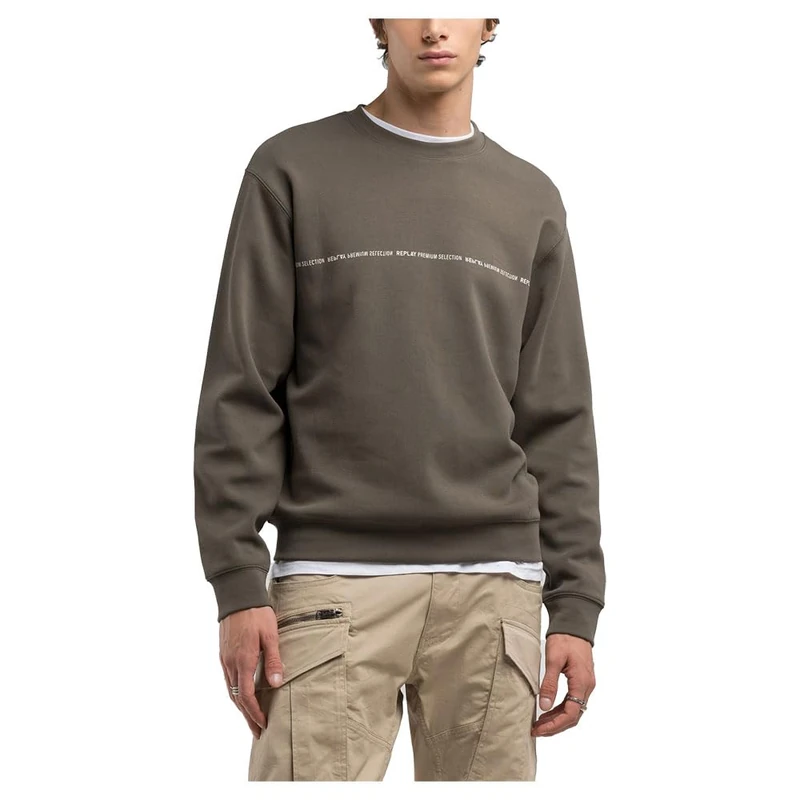 Replay Men's M6965 Sweatshirt, 759 Mud Green, M
