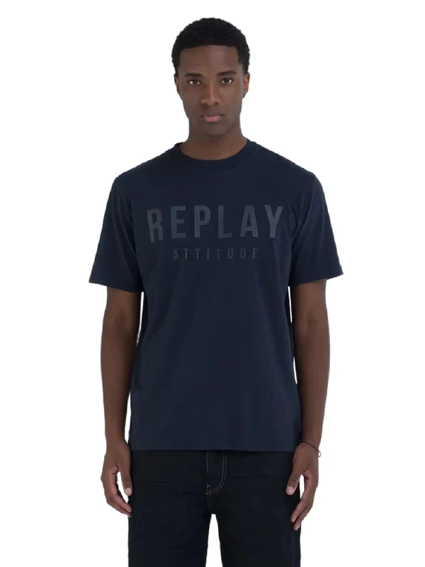Replay Men's T-Shirt Regular Fit, 088 Deep Blue, XL - Image 1