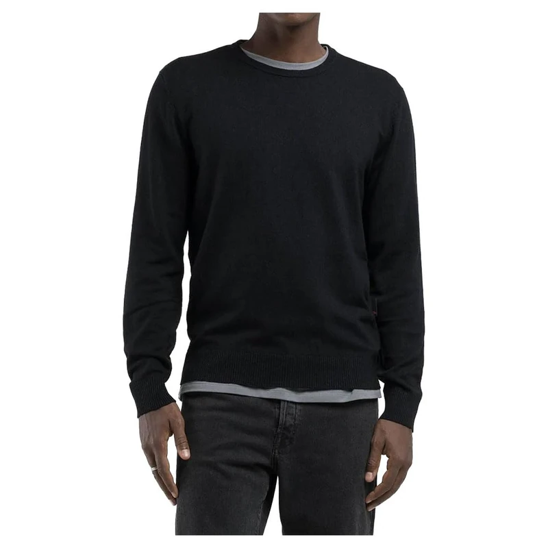 Replay Men's Uk4463 Pullover Sweater, 098 Black, X-Small