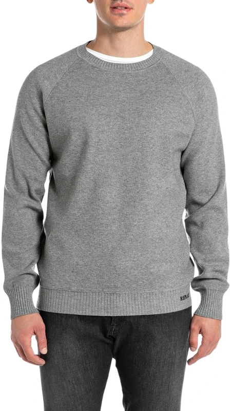 Replay Men's Uk4465 Pullover Sweater, M08 Iron Melange, X-Small