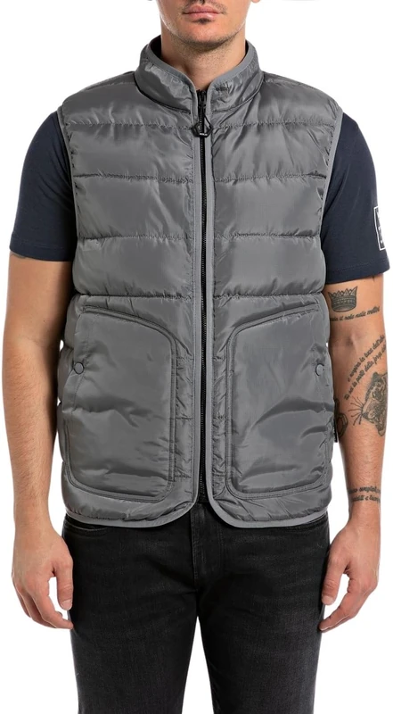 Replay Men's M8411 Vest, 093 Lead Grey, M