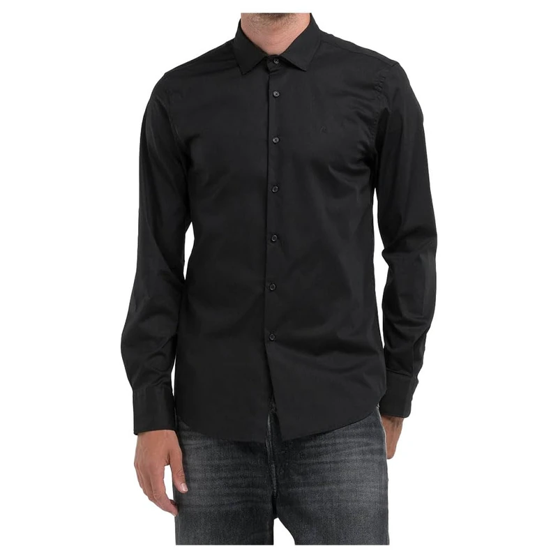 Replay Men's M4140 Shirt, 098 Black, 3XL