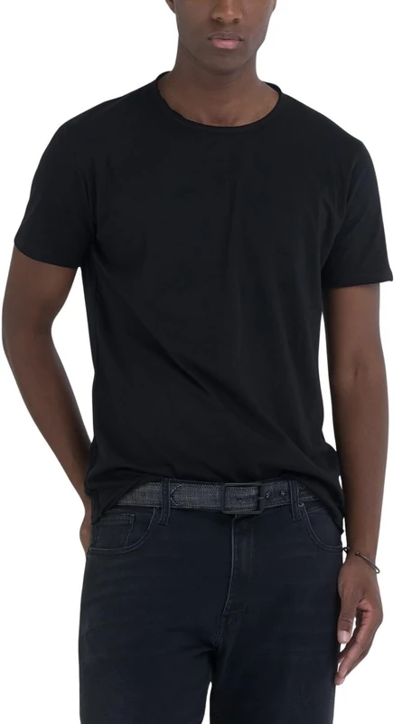 Replay Men's Basic T-Shirt Regular Fit with Crew Neck, 098 Black, 3XL