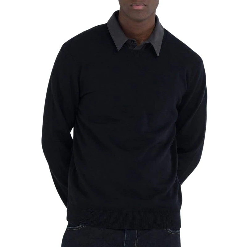 Replay Men's Uk4451 Pullover Sweater, 098 Black, X-Small