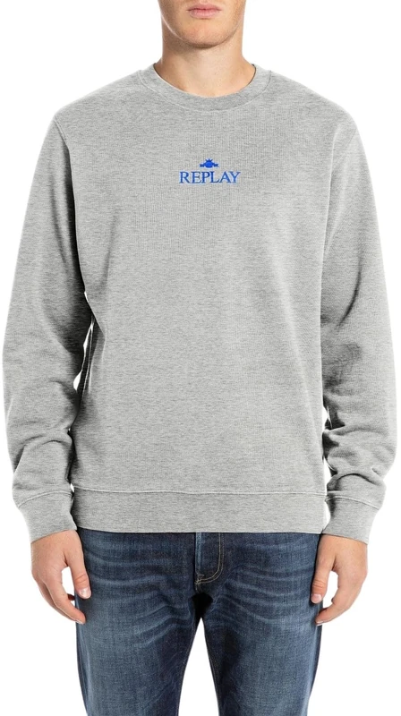 Replay Men's M6962 Sweatshirt, M08 Light Grey Melange, XS