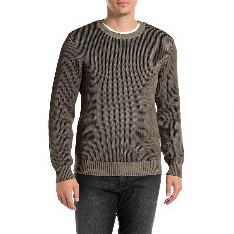 Replay Men's Uk4468 Pullover Sweater, 759 Mud Green, S