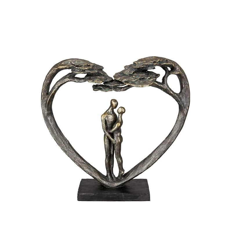 Casablanca Sculpture Love Tree - Resin - Bronze - Height 31.5 cm - Couple Motif - Heart Shape - Decoration - Gift - Living Room - Sculptures