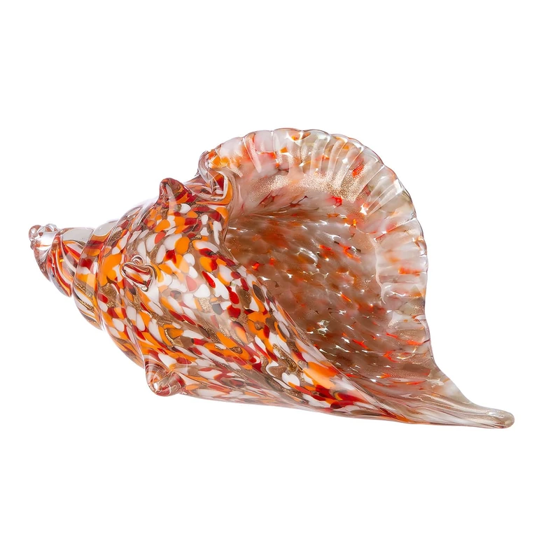 GILDE Glass Art Decorative Ornament Shell Orange Width 28 cm Glass Shell