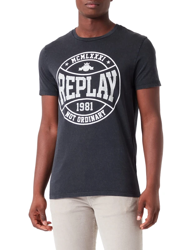 Replay Men's M6950 T-Shirt, 099 Blackboard, M