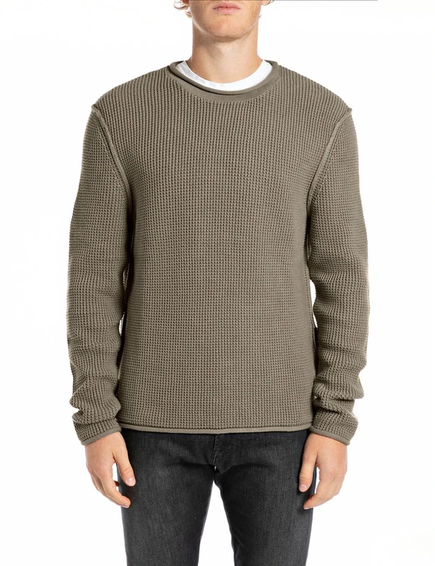 Replay Men's Uk4452 Pullover Sweater, 836 Stone Green, XL