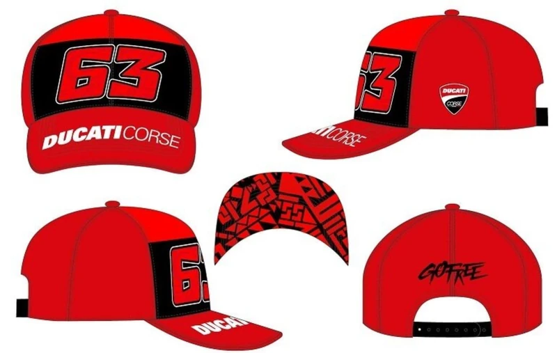 Valentino Rossi Men's Bagnaia Ducati Dual Line Cap, Red, One Size