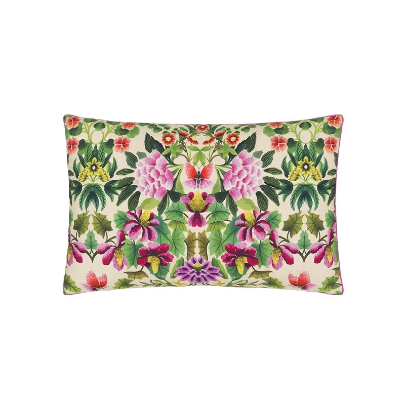 Designers Guild Ikebana Damask Printed Cotton Percale Pillowcase 50x75cm Light Green - Image 1