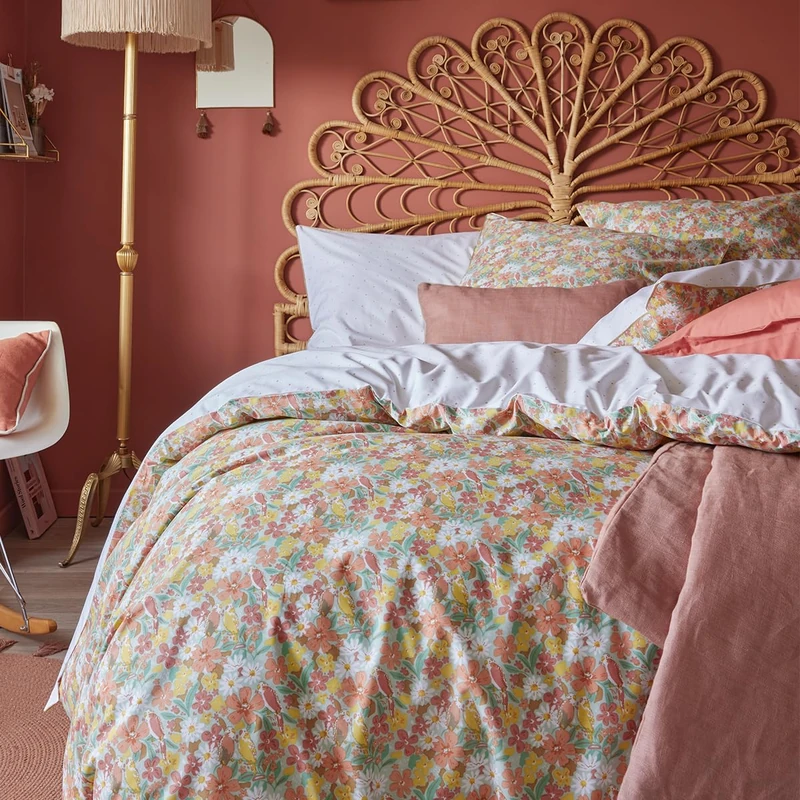 Printed Cotton Percale Duvet Cover, Love Birds, 140 x 200 cm, Essix