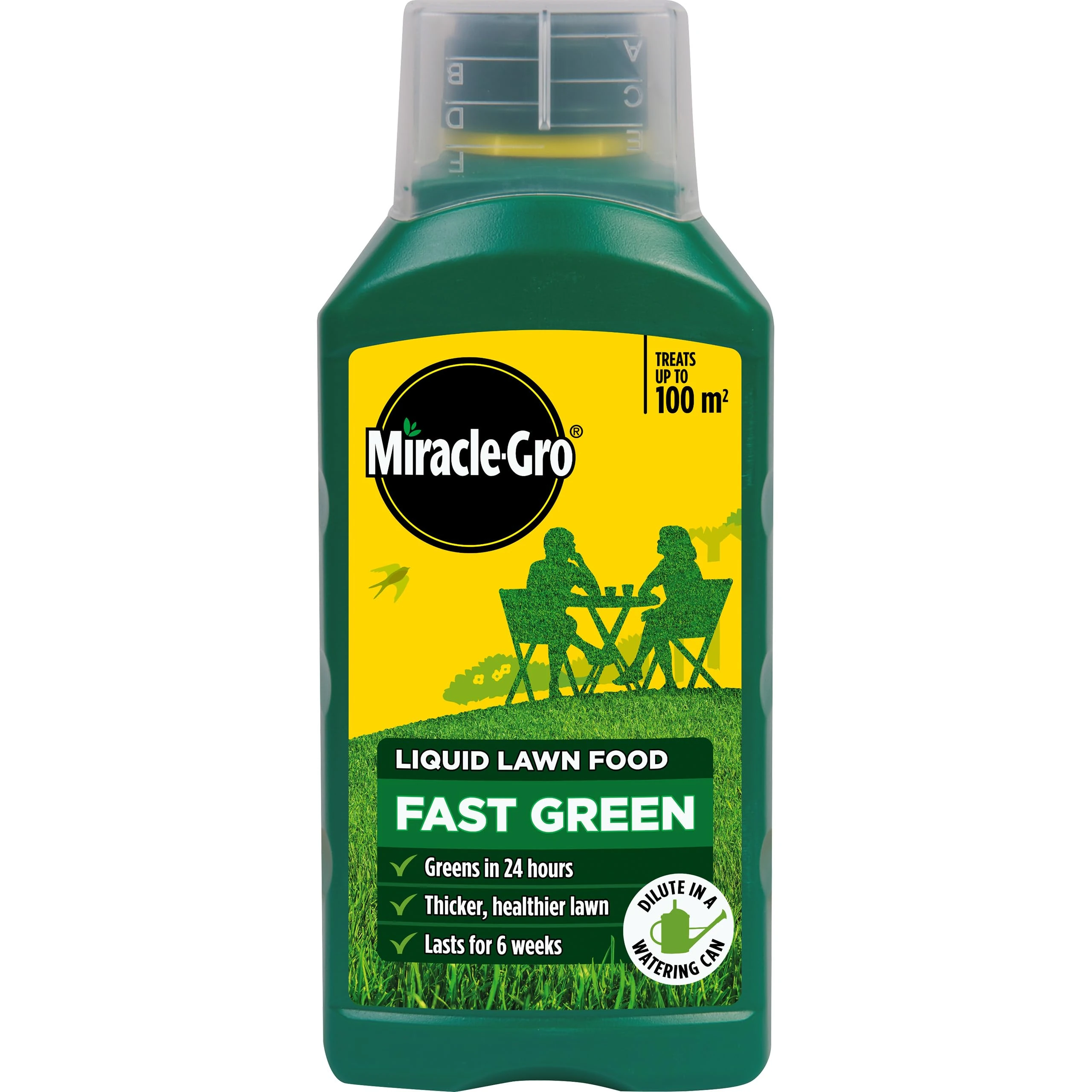 Miracle-Gro Fast Green Lawn Food Concentrated Liquid, 1 litre concentrate, 100 m² coverage