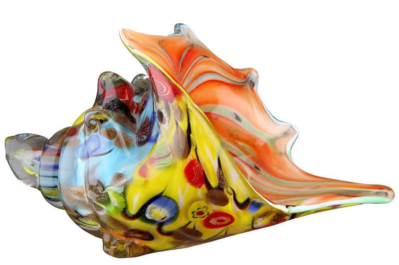 GILDE Glass Art Decorative Glass Shell – Multicoloured – Height 21 cm x Width 21 cm – Table Decoration - Image 1