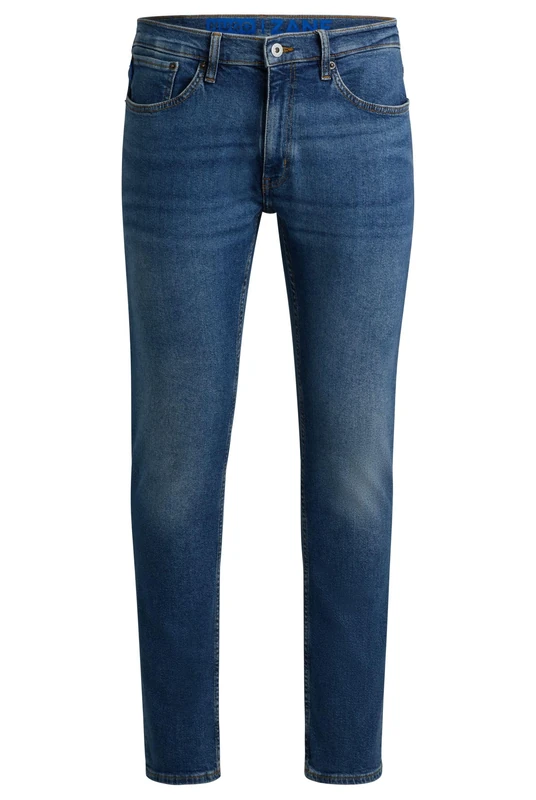 HUGO Mens Zane Blue Extra-Slim-fit Jeans in Stretch Denim - Image 1