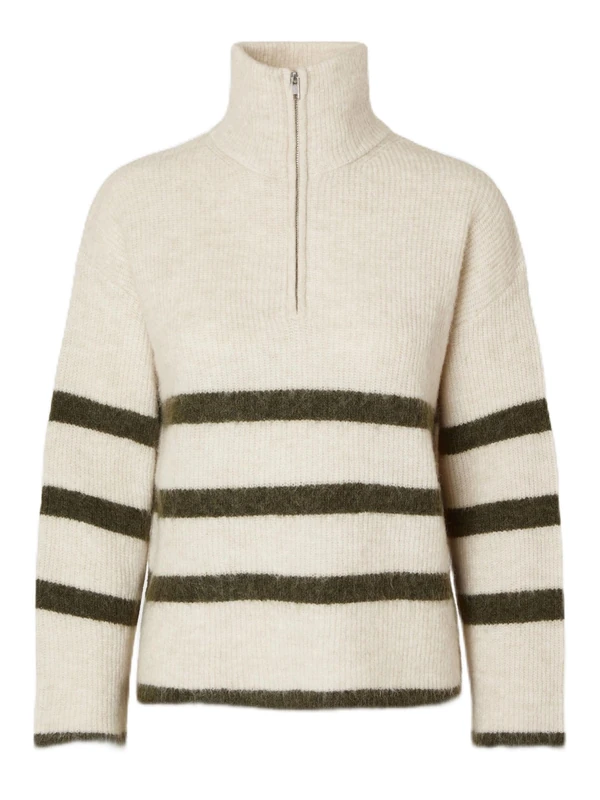 SELECTED FEMME Female Pullover Half-Zip, Birch 2., M - Image 1