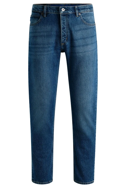 HUGO Mens Brody Blue Tapered-fit Jeans in Stretch Denim