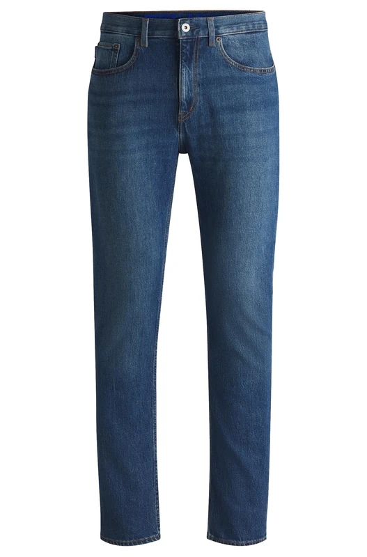 HUGO Mens Ash Slim-fit Jeans in mid-Blue Stretch Denim - Image 1