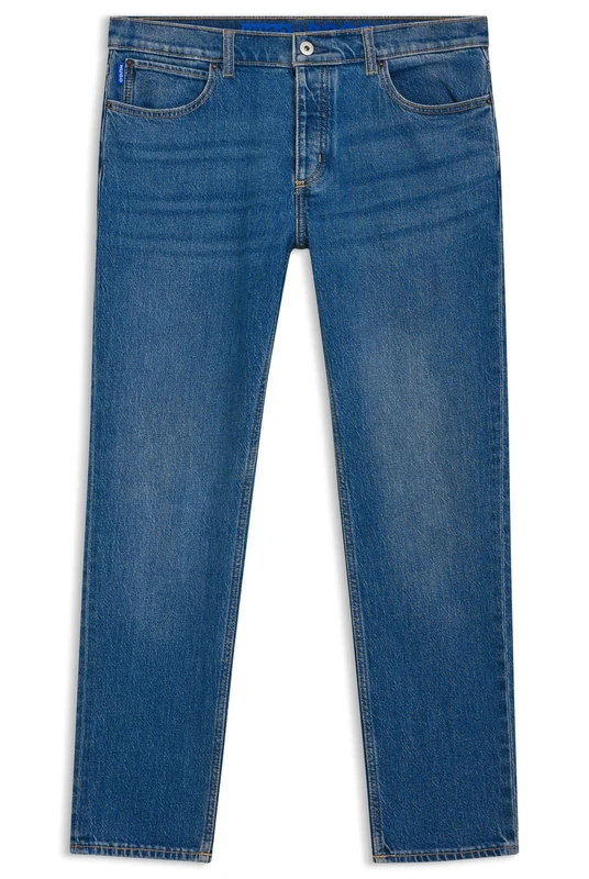 HUGO Tapered-fit Jeans in Mid-Blue Stretch Denim