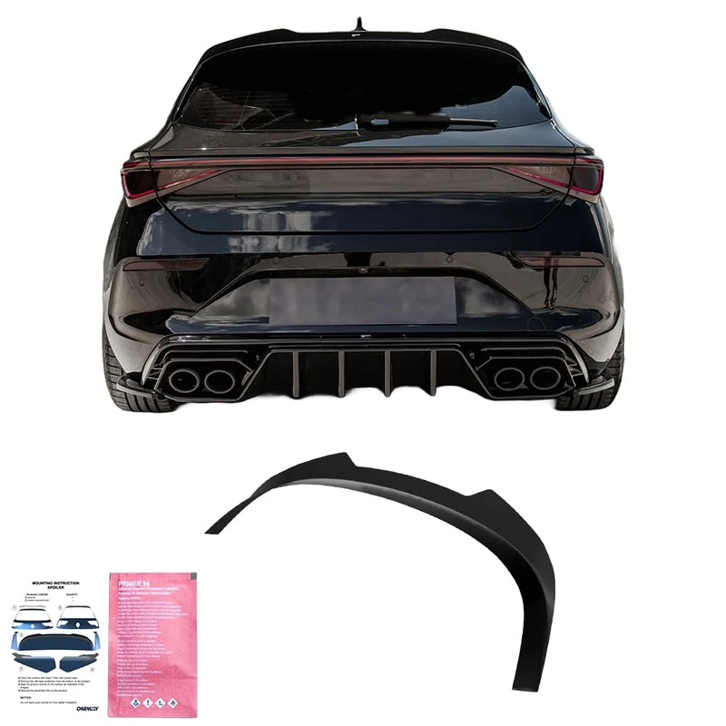 Oneway Roof Spoiler (Cap) compatible with Seat Leon IV HB FR & Cupra Leon HB 2020- - Gloss black