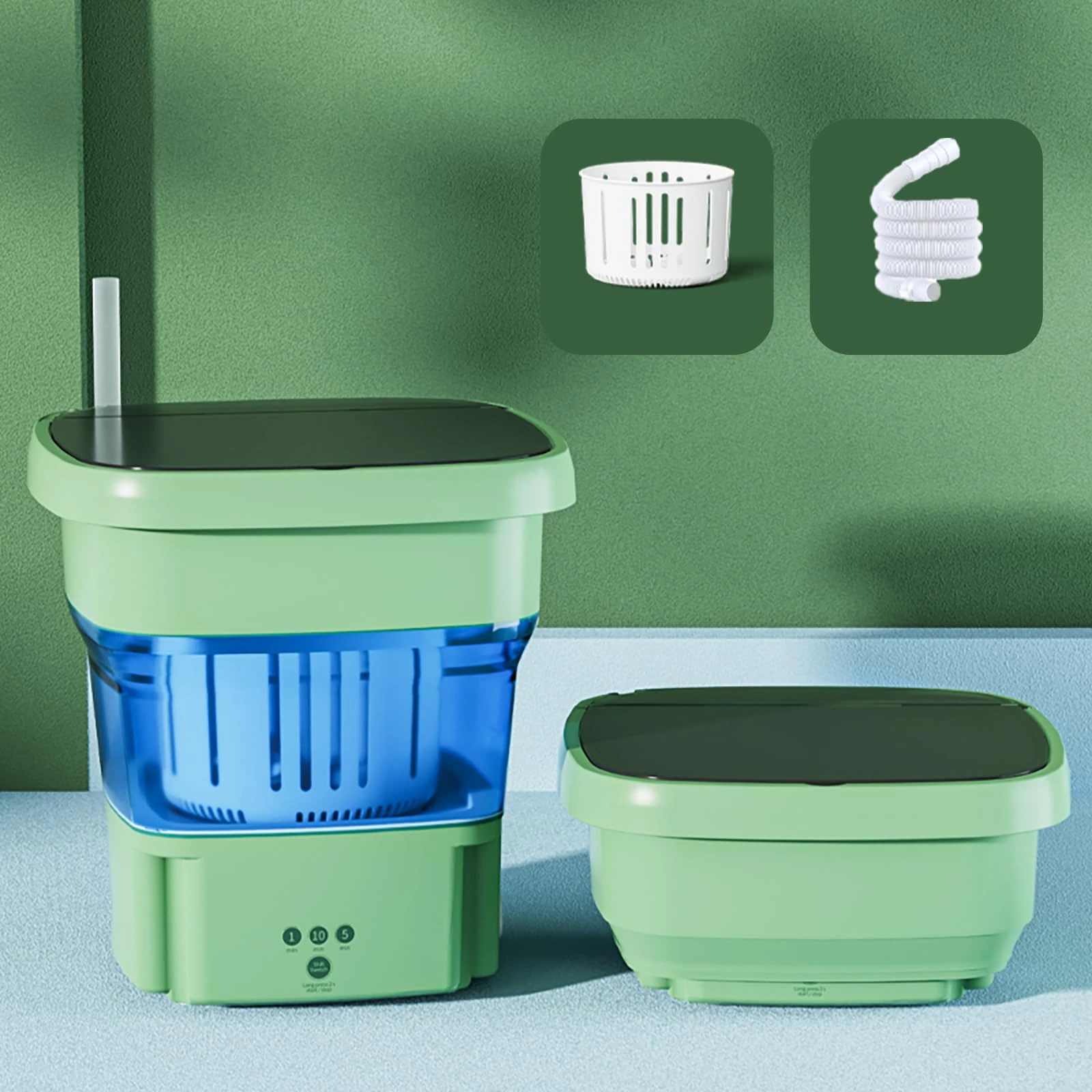 TEMU-SC 15L Portable washing machine and dryer, Mini washing machine, Small washing machine for Underwear, Sock, Baby Clothes, Travel, Camping, RV, Dorm, Home[Energy Class A]