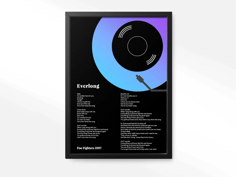 forefrontdesigns Personalised Vinyl Record Song Lyrics Print