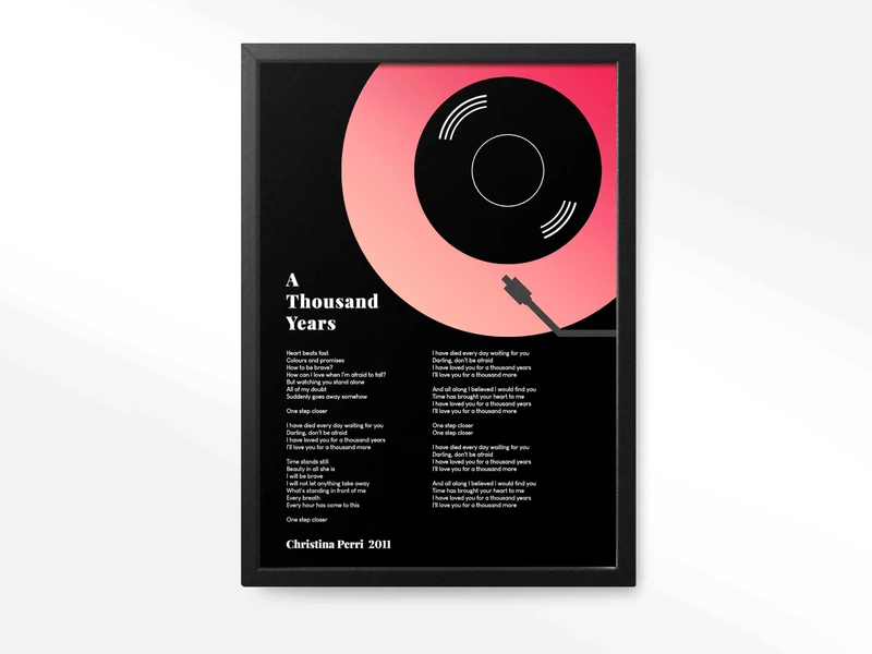 forefrontdesigns Personalised Vinyl Record Song Lyrics Print - Image 1