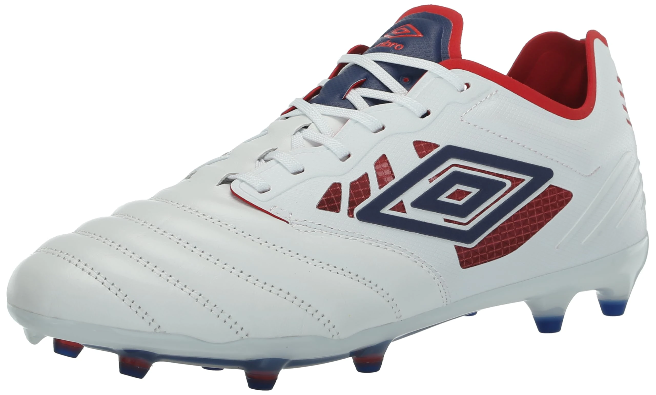 Umbro Men's Tocco 4 Premier Fg Soccer Cleat, White/Blue/Red, 10.5 UK
