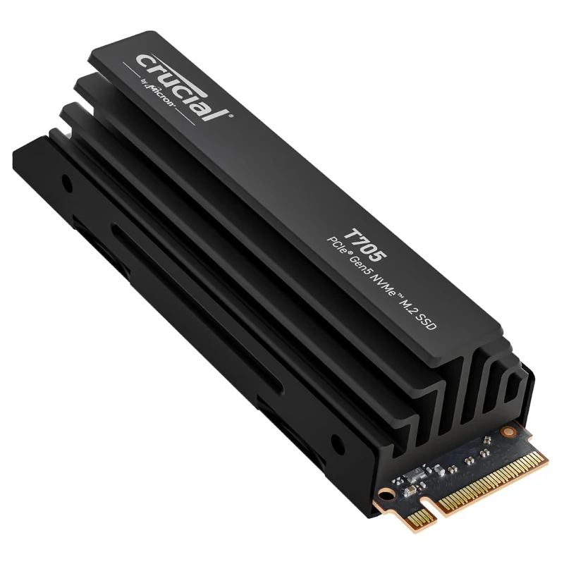 Crucial T705 4TB SSD PCIe Gen5 NVMe M.2 with Premium Heatsink, Up to 14,100MB/s, Microsoft DirectStorage, PCIe 4.0 Backwards Compatible, Internal Solid State Drive - CT4000T705SSD5