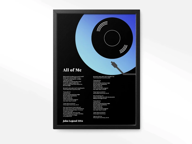 forefrontdesigns Personalised Vinyl Record Song Lyrics Print
